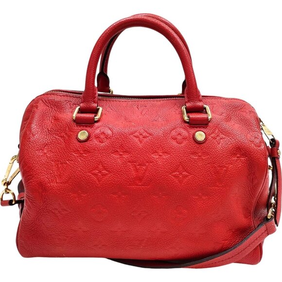 069695AQ (S6) Louis Vuitton Crossbody Bag Speedy 25 Red Monogram Empreinte - Picture 1 of 12